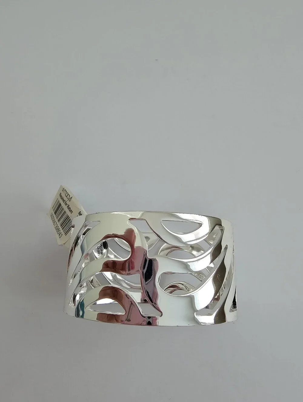 Macy's Silver Tone Wide Cutout Filigree Cuff Bracelet Bold Abstract Statement 2